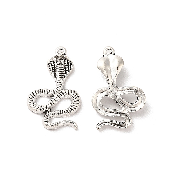 

PandaHall Tibetan Style Alloy Pendants, Snake Charm, Antique Silver, 27x17x5mm, Hole: 1.3mm, about 277pcs/500g Alloy Snake