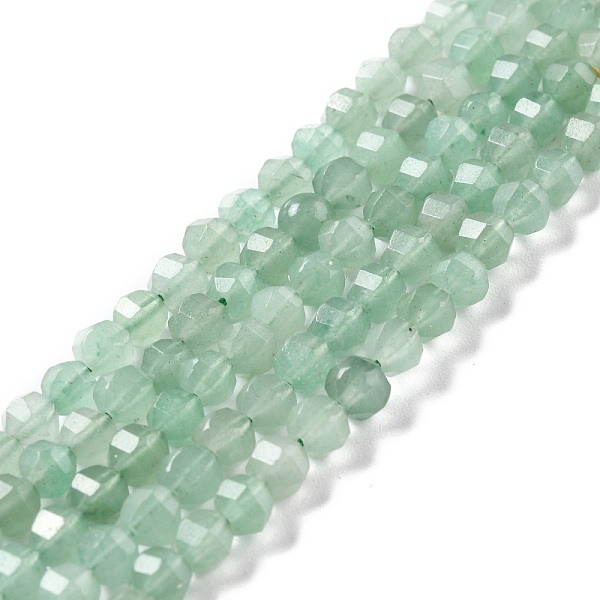 PandaHall Natural Green Aventurine Beads Strands, Faceted, Lantern, 5.5x5.5mm, Hole: 0.8mm, about 62pcs/strand, 14.96(38cm) Green...