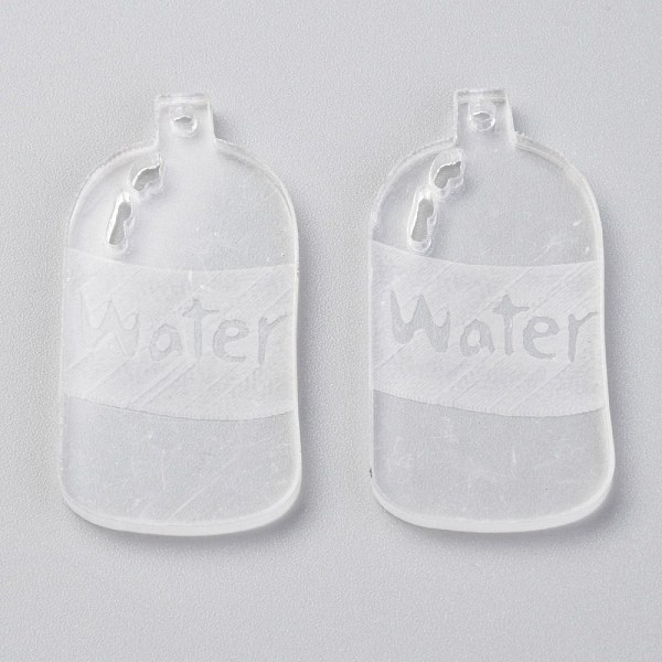 PandaHall Transparent Acrylic Pendants, Bottle with Word Water, Clear, 30x15.5x2.5mm, Hole: 1.5mm Acrylic Bottle Clear