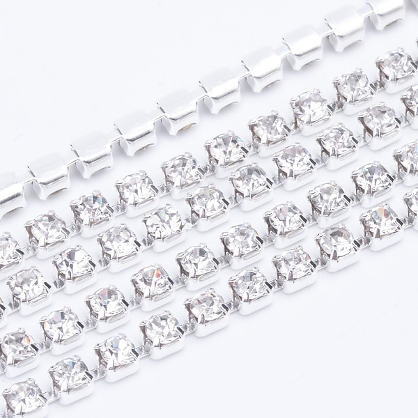 

PandaHall Brass Rhinestone Strass Chains, Rhinestone Cup Chains, Silver Color Plated, Crystal, 2mm, about 10yards/bundle Brass+Rhinestone...
