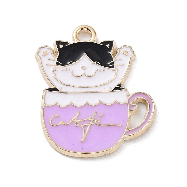 

PandaHall Alloy Enamel Pendants, Golden, Cup Cat with Word Coffee Charm, Plum, 23.5x20x1mm, Hole: 1.6mm Alloy+Enamel Cat Shape Purple