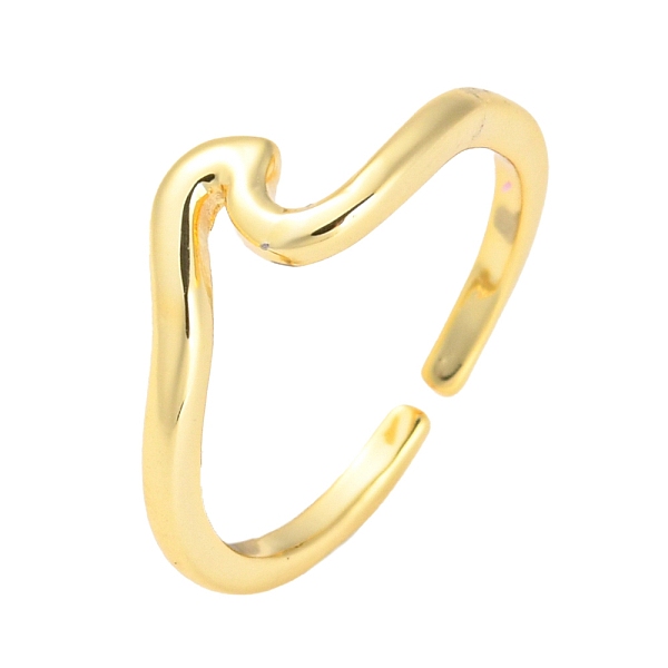 

PandaHall Rack Plating Brass Cuff Rings, Wave, Cadmium Free & Lead Free, Real 18K Gold Plated, 1.5~5.5mm, Inner Diameter: 17mm Brass