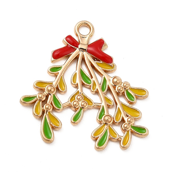 

PandaHall Rack Plating Alloy Enamel Pendants, Bowknot with Leafy Branch Charms, Colorful, 30x29x2mm, Hole: 2mm Alloy+Enamel Bowknot