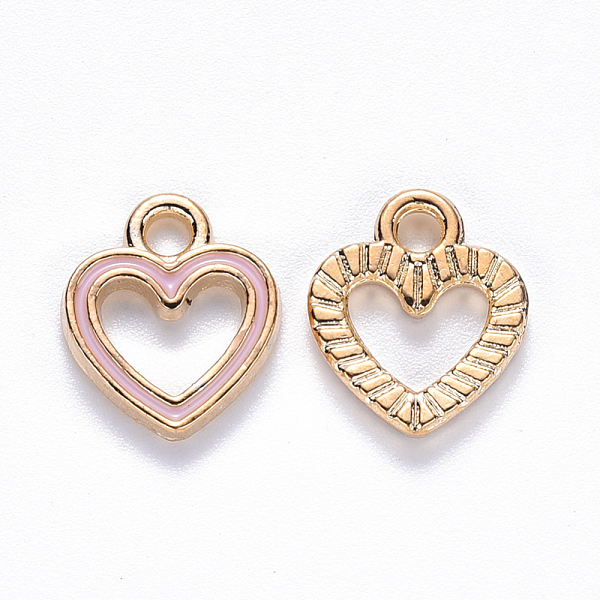 

PandaHall Alloy Enamel Charms, Heart, Light Gold, Pink, 12x10.5x2mm, Hole: 2mm Alloy+Enamel Heart Pink