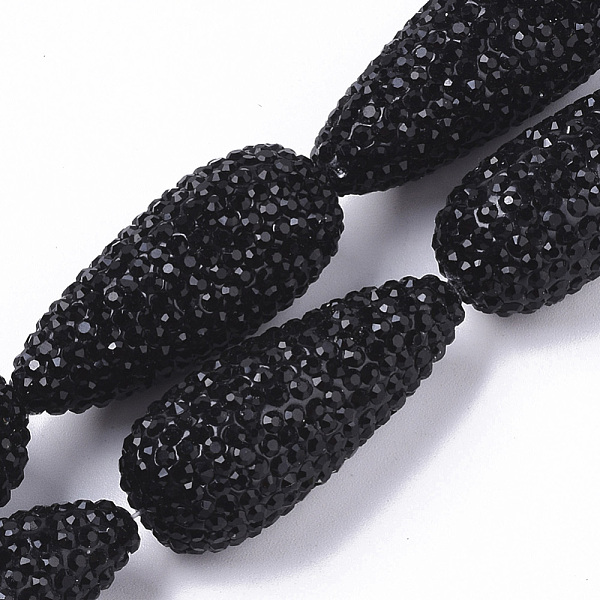 

PandaHall Polymer Clay Rhinestone Beads, teardrop, Black, 34.5~35x15~16mm, Hole: 1.4mm Polymer Clay+Glass Rhinestone Teardrop Black