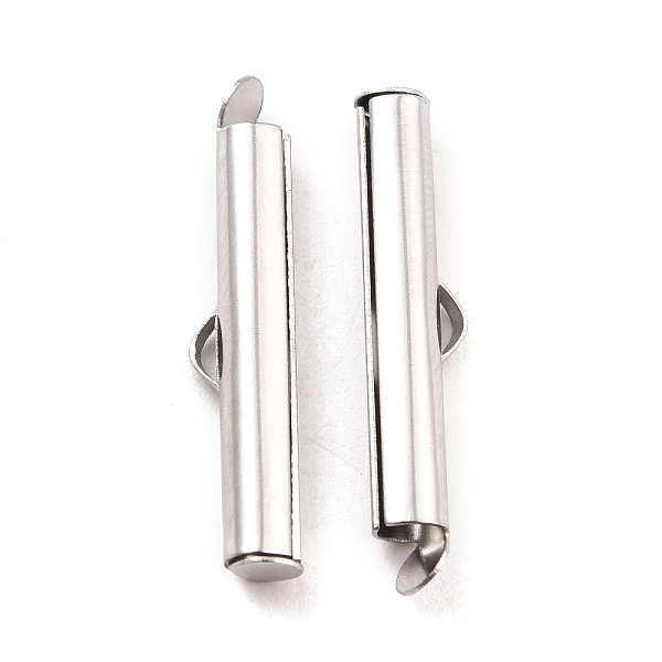 

PandaHall 304 Stainless Steel Slide On End Clasp Tubes, Slider End Caps, Stainless Steel Color, 25x6x4mm, Hole: 3.5x1.5mm, Inner Diameter...