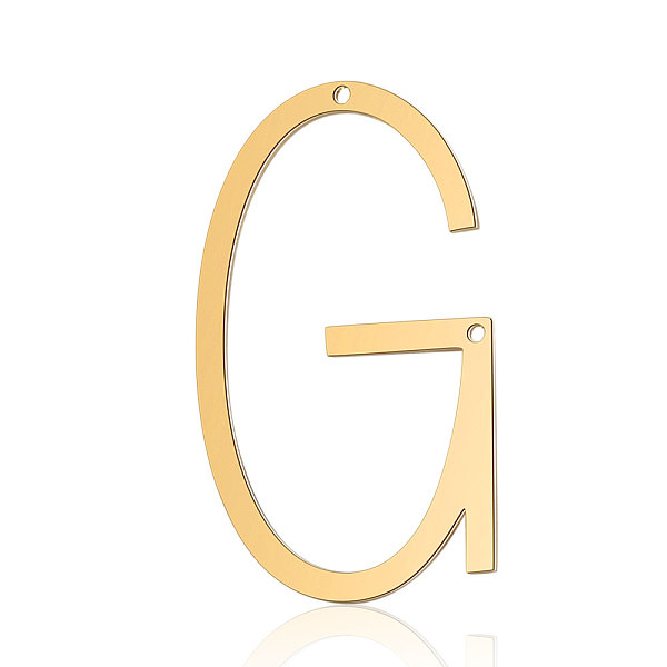 

PandaHall 201 Stainless Steel Links connectors, Letter, Golden, Letter.G, 37x22x1mm, Hole: 1mm 201 Stainless Steel Letter G