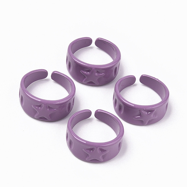

PandaHall Spray Painted Alloy Cuff Rings, Open Rings, Cadmium Free & Lead Free, Star, Dark Orchid, US Size 5 3/4(16.3mm) Alloy