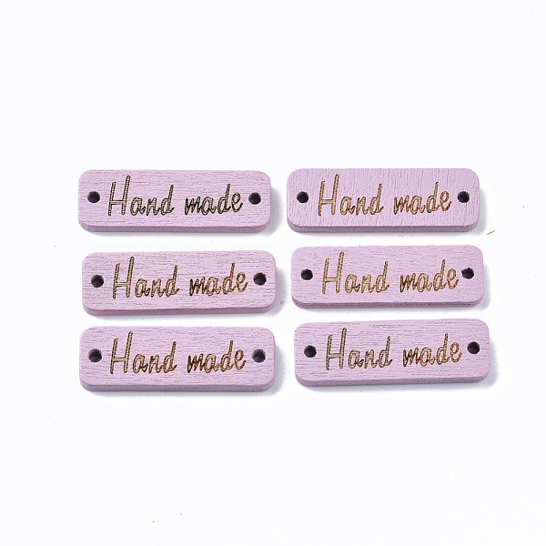 

PandaHall Spray Painted Wood Links connectors, Rectangle with Word Hand Made, Plum, 10x30.5x3mm, Hole: 1.8mm Wood Rectangle Purple