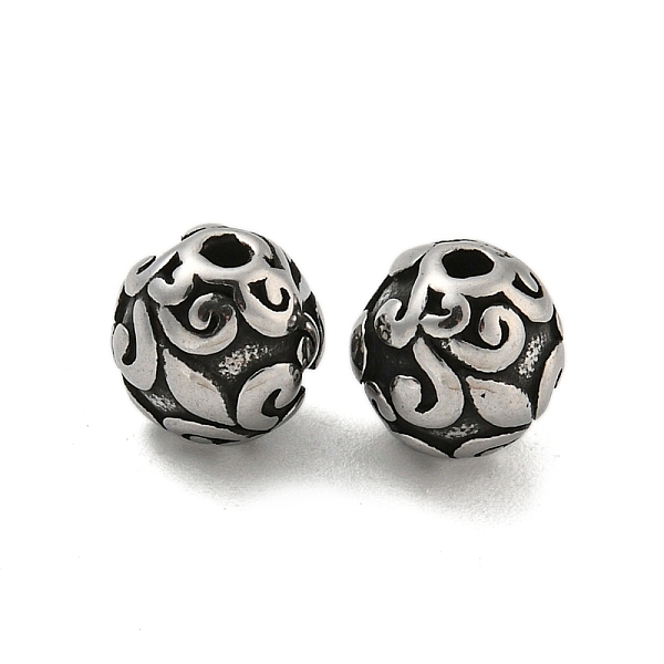 

PandaHall Round 304 Stainless Steel Beads, Antique Silver, 7.5x8mm, Hole: 1.8mm 304 Stainless Steel Round