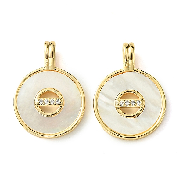 

PandaHall Brass Micro Pave Clear Cubic Zirconia Pendants, with Shell, Real 18K Gold Plated, Flat Round, 19.5x14x2mm, Hole: 4x2.5mm..., White