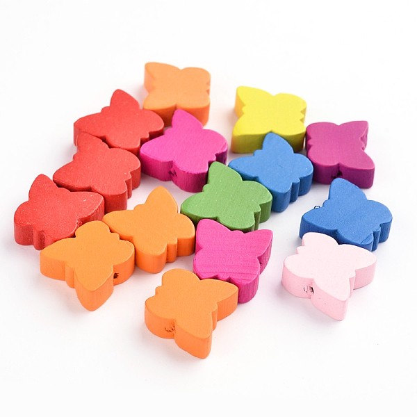 

PandaHall Mixed Color Wood Beads, Lovely Animal Beads, Gifts Ideas For Children's Day, Butterfly, Lead Free, Dyed, about 16mm long, 16mm..., Multicolor