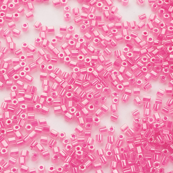 

PandaHall TOHO Japanese Seed Beads, 11/0 Two Cut Hexagon, Inside Colours Lustered, (910) Ceylon Hot Pink, 2x2mm, Hole: 0.6mm, about...
