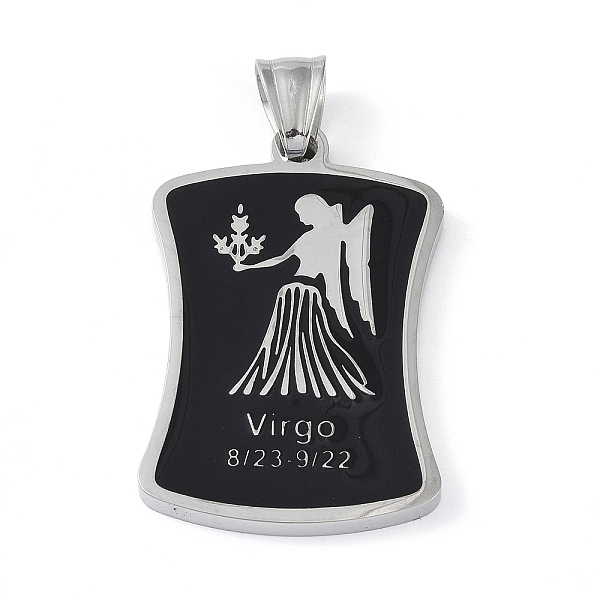 

PandaHall 304 Stainless Steel Pendants, with Enamel, Stainless Steel Color, Rectangle with Constellation, Virgo, 39x26x3mm, Hole: 7x3mm..., Black