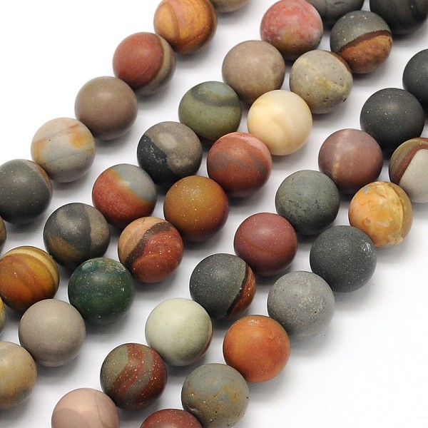 

PandaHall Frosted Round Natural Polychrome Agate Beads Strands, 4mm, Hole: 1mm, about 90pcs/strand, 15.3 inch Natural Agate Round