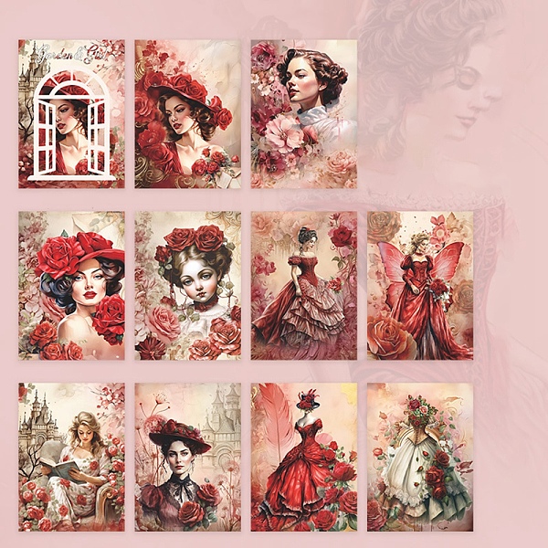 

PandaHall 30Pcs Scrapbook Paper Pads, for DIY Album Scrapbook, Greeting Card, Background Paper, Red, 115x175x5mm Paper Human Red