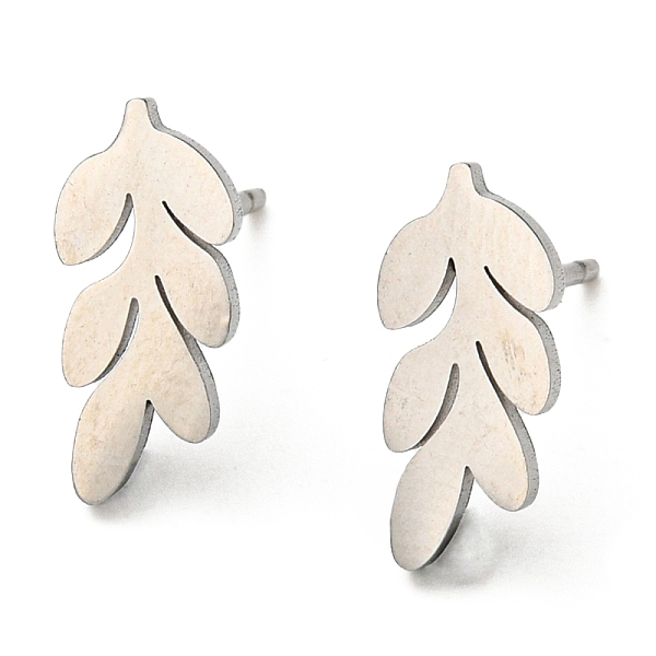 

PandaHall 201 Stainless Steel Leaf Stud Earrings with 304 Stainless Steel Pin, Stainless Steel Color, 13x6mm Stainless Steel Leaf