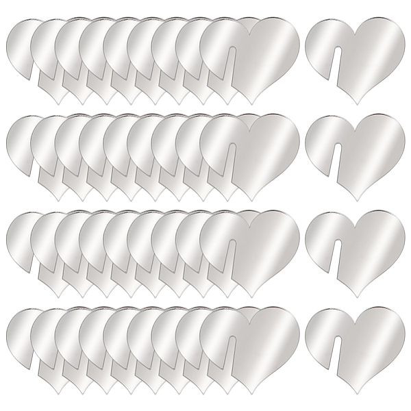 

PandaHall 40Pcs Custom Mirror Acrylic Wine Glass Charms, Goblet Marker, Heart, Silver, 43x49.5x1.5mm Acrylic Heart Silver