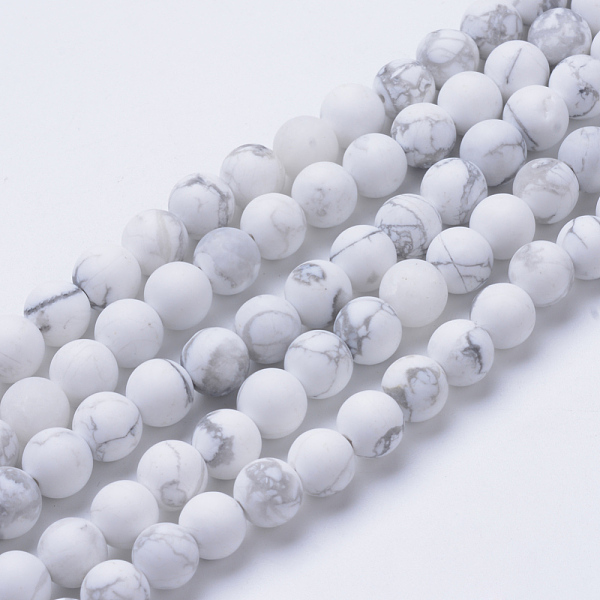 

PandaHall Natural Howlite Beads Strands, Frosted Style, Round, 4~4.5mm, Hole: 1mm, about 96pcs/strand, 15.5" Howlite Round