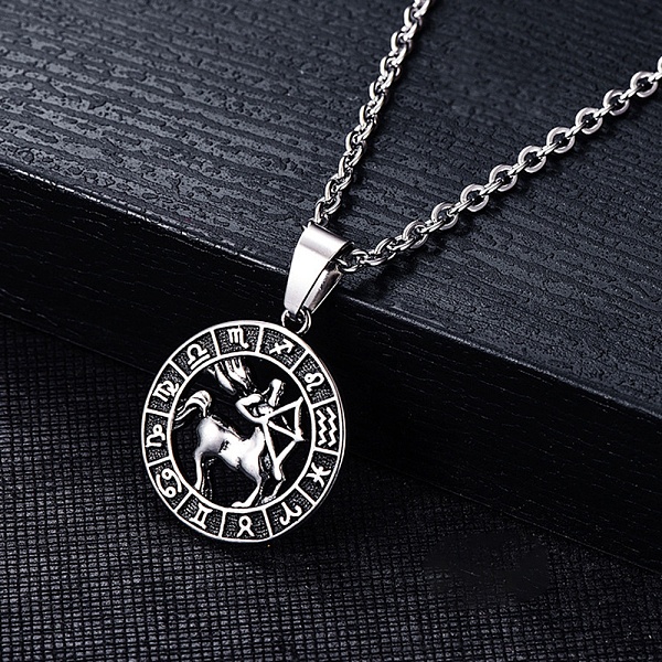 

PandaHall Stainless Steel Pendants, Stainless Steel Color, Flat Round with Constellation Charm, Sagittarius, 28x25mm Stainless Steel...
