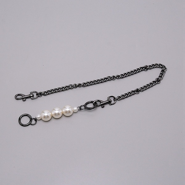 

PandaHall Zinc Alloy Curb Chain Bag Straps, with Resin Beads, Spring Gate Ring & Swivel Clasps, Bag Repalcement Accessories, Gunmetal..., White