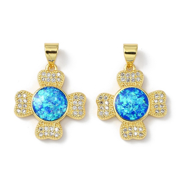 

PandaHall Brass Micro Pave Cubic Zirconia Pendants, with Synthetic Opal, Cross, Real 18K Gold Plated, 19x17x3.5mm, Hole: 4.5x4mm Brass+Cubic..., Clear