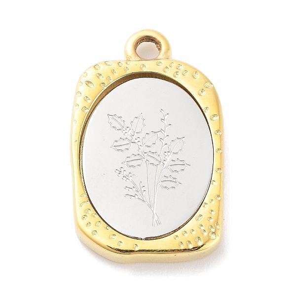 

PandaHall 304 Stainless Steel Pendants, Rectangle with Twelve Zodiac Flower Charm, Golden & Stainless Steel Color, December Holly...