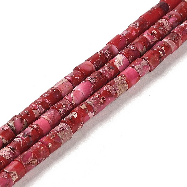 

PandaHall Synthetic Regalite/Imperial Jasper/Sea Sediment Jasper Beads Strands, Dyed, Column, Red, 4x4mm, Hole: 0.9mm, about 100pcs/strand...