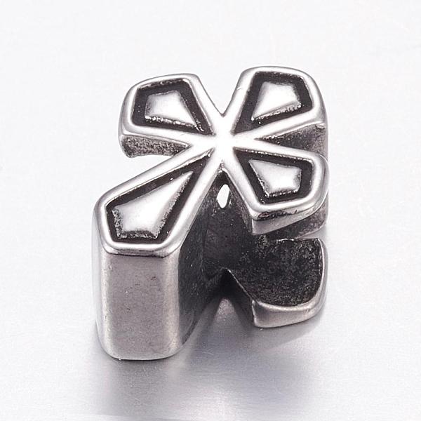 

PandaHall 304 Stainless Steel European Beads, Large Hole Beads, Cross, Antique Silver, 13x10x7mm, Hole: 5mm 304 Stainless Steel Cross