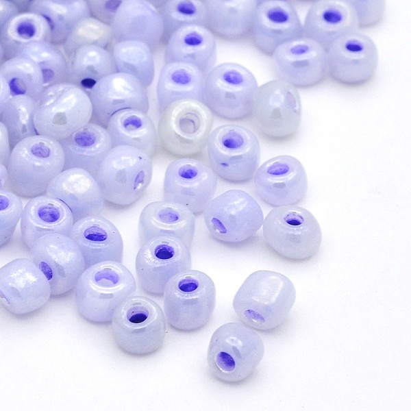 

PandaHall DIY Craft Beads 6/0 Ceylon Round Glass Seed Beads, Lilac, Size: about 4mm in diameter, hole:1.5mm, about 495pcs/50g Glass Purple