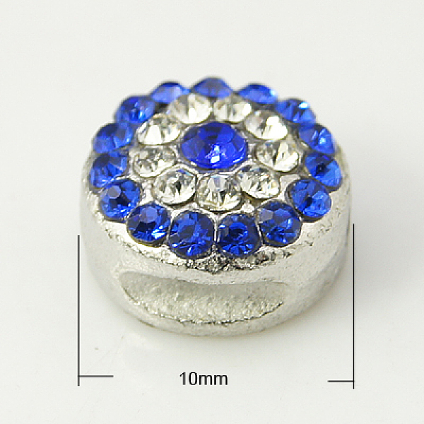 

PandaHall Alloy Rhinestone Beads, Cadmium Free & Lead Free, Grade A, Platinum Color, Round, Sapphire, 10x6mm, Hole: 1.5mm Alloy+Rhinestone..., Blue