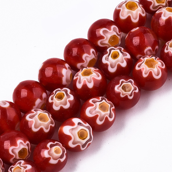

PandaHall Handmade Millefiori Glass Beads Strands, Round, Red, 10mm, Hole: 1.2mm, about 36~38pcs/strand, 13.78 inch~14.88 inch(35cm~37.8cm)...