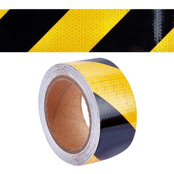 

PandaHall GORGECRAFT 2" X 33ft Reflective Hazard Warning Tape Black/Orange Stripe Reflector Safety Tape Outdoor High Visibility Waterproof...
