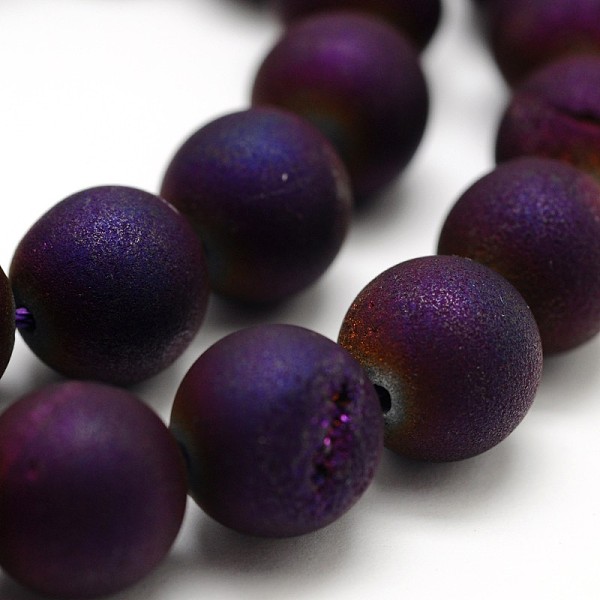 

PandaHall Electroplated Natural Agate Round Bead Strands, Grade A, Purple Plated, 10mm, Hole: 1mm, about 37pcs/strand, 15.1 inch Natural...