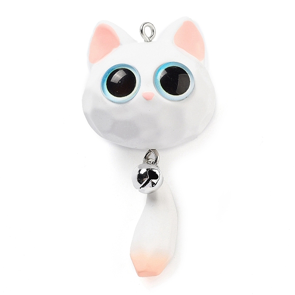 

PandaHall Opaque Resin Kitten Bell Big Pendants, Big Eye Cat Charms with Platinum Tone Iron Loops, White, 67x34x30mm, Hole: 2.5mm Iron+Resin...