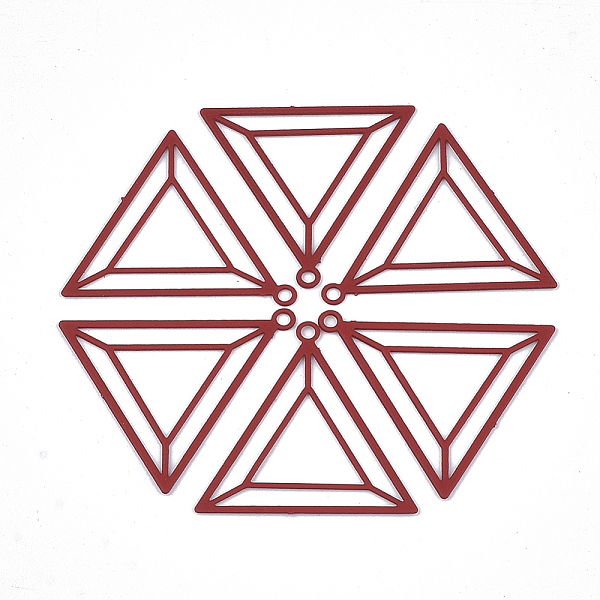 

PandaHall 430 Stainless Steel Filigree Pendants, Spray Painted, Etched Metal Embellishments, Triangle, Red, 20x20.5x0.5mm, Hole: 1.2mm...
