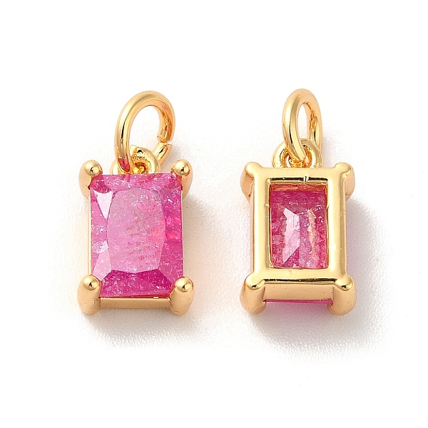 

PandaHall Real 18K Gold Plated Brass Micro Pave Cubic Zirconia Pendants, with Jump Rings, Rectangle, Hot Pink, 10x6x4mm, Hole: 3mm...