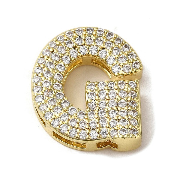 

PandaHall Brass Beads, with Clear Cubic Zirconia, Letter G, 20x18x5.5mm, Hole: 4.5x2.5mm Brass+Cubic Zirconia Letter G Clear