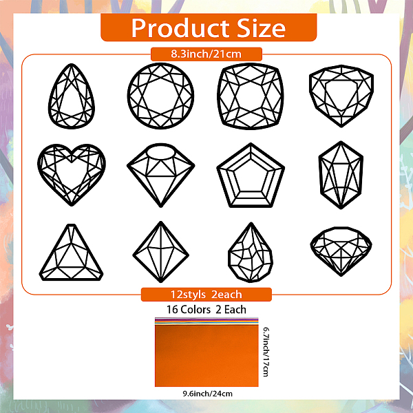 

PandaHall Suncatcher Craft Set, for Kids Window Paint Art Painting, Diamond Pattern, 19.9~21x7.6~21cm, about 12pcs/set Paper Diamond Black