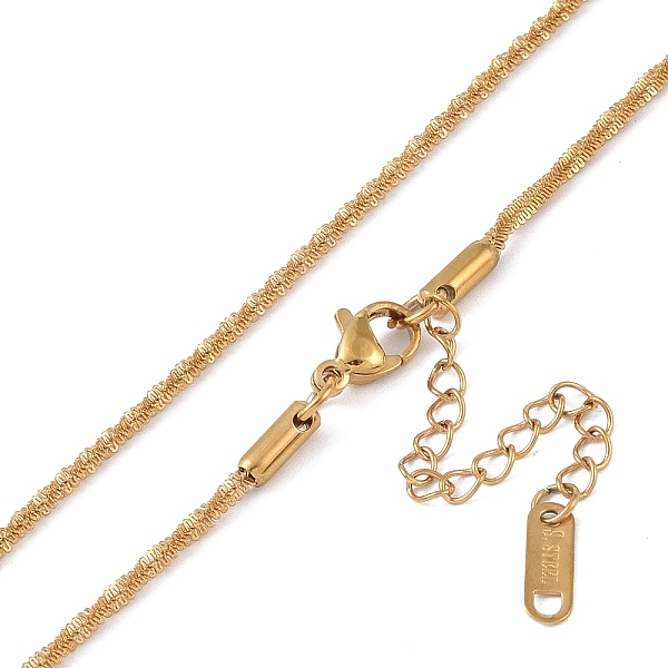 

PandaHall Ion Plating(IP) 201 Stainless Steel Chain Necklaces, Singapore Chains, Real 18K Gold Plated, 16.06 inch(40.8cm) 201 Stainless...