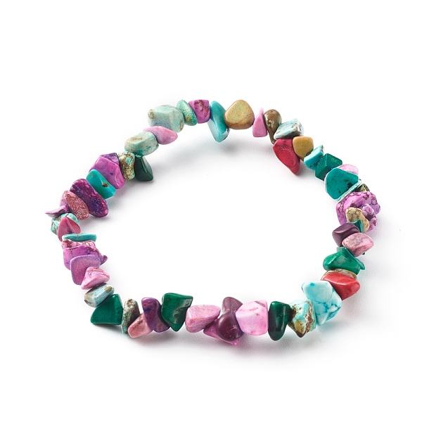 

PandaHall Synthetic Turquoise Stretch Beaded Bracelets, Chip, Colorful, Inner Diameter: 2 inch(5cm) Synthetic Turquoise