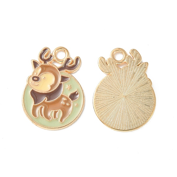 

PandaHall Christmas Alloy Enamel Pendants, Golden, Deer Charm, Peru, 21x17x1mm, Hole: 2mm Alloy+Enamel Deer Brown