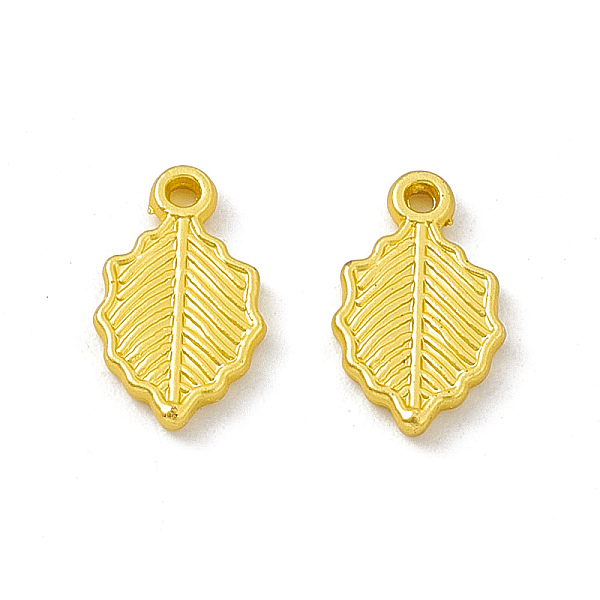 

PandaHall Rack Plating Alloy Charms, Cadmium Free & Lead Free & Nickle Free, Leaf, Matte Gold Color, 10.5x6x1.2mm, Hole: 0.9mm Alloy Leaf