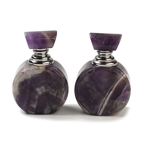 

PandaHall Natural Amethyst Dropper Perfume Bottles, with Stainless Steel Color Tone 304 Stainless Steel Findings, SPA Aromatherapy Essemtial...