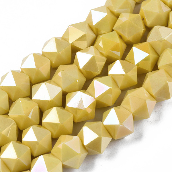 

PandaHall Electroplate Glass Beads Strands, AB Color Plated, Faceted, Star Cut Round Beads, Gold, 8x6.5x4mm, Hole: 1.2mm, about...