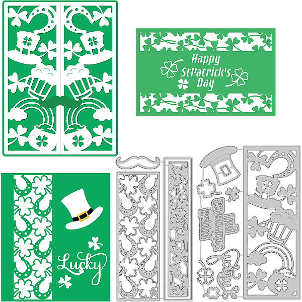 PandaHall BENECREAT 2pcs St Patrick's Day Carbon Steel Cutting Dies Stencils, Clover Hat Metal Stencils Scrapbooking Tools for DIY...