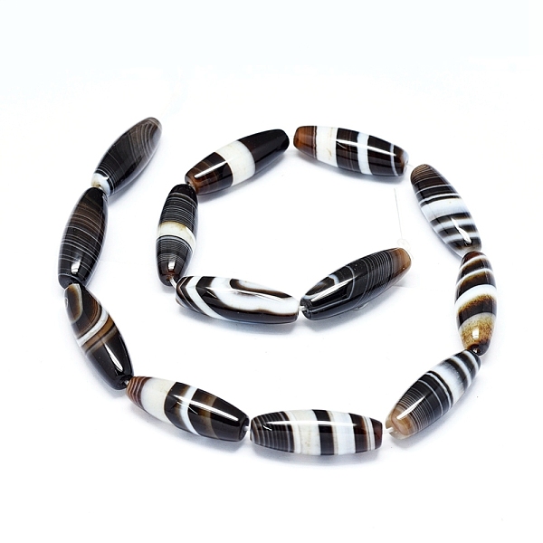 

PandaHall Natural Banded Agate/Striped Agate Beads Strands, Dyed & Heated, Rice, 29~29.5x10~10.5mm, Hole: 1mm, about 13 pcs/Strand, 15.16...