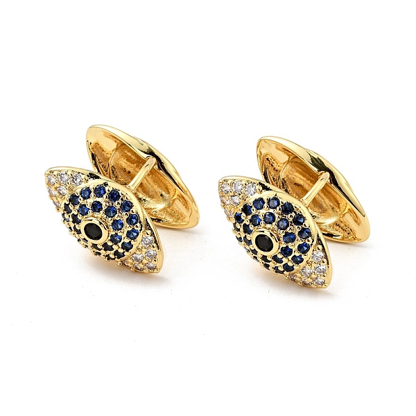 

PandaHall Medium Blue Cubic Zirconia Clamshell Shape with Evil Eye Hoop Earrings, Brass Jewelry for Women, Cadmium Free & Nickel Free & Lead...