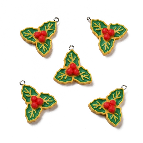 

PandaHall Opaque Resin Pendants, with Platinum Tone Iron Loops, Christmas Theme, Fruit with Leaves, Colorful, 27x24x8mm, Hole: 2mm...