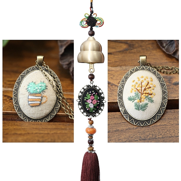 

PandaHall Embroidery Wing Chime Kits, Including Embroidery Cloth & Thread, Needle, Embroidery Frame, Instruction Sheet, Metal Findings, Old...